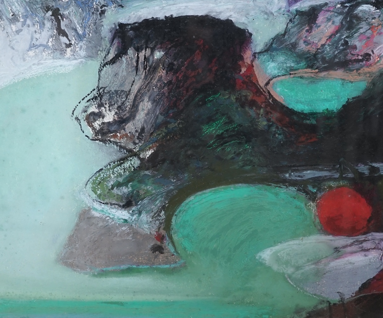 Kenneth Draper R.A. (1944-), pastel on paper, 'Lagoon', signed with Exhibition label verso, 34 x 40cm. Condition - fair to good